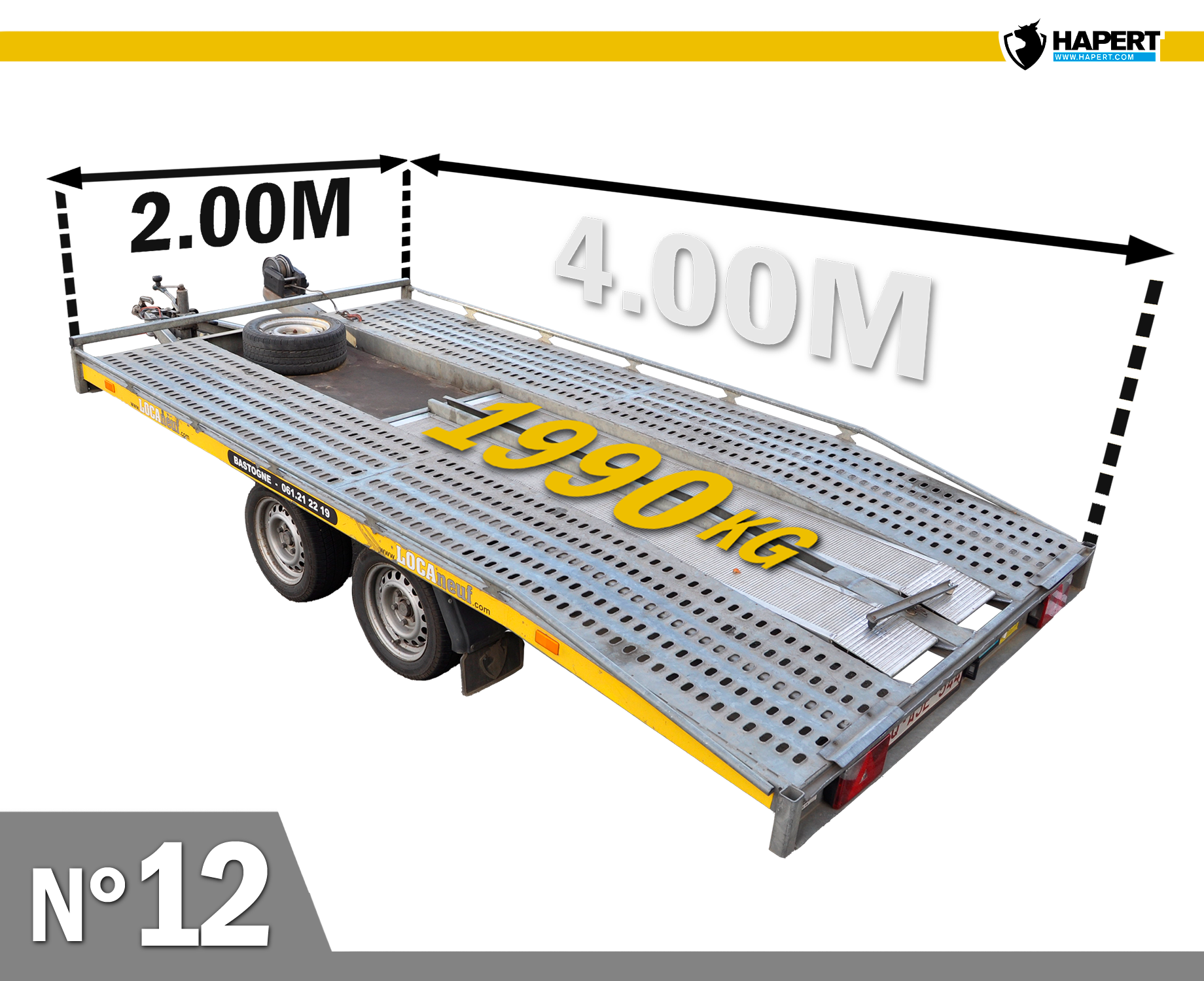 Remorque plateau voiture MMA 3,5T - Locaneuf